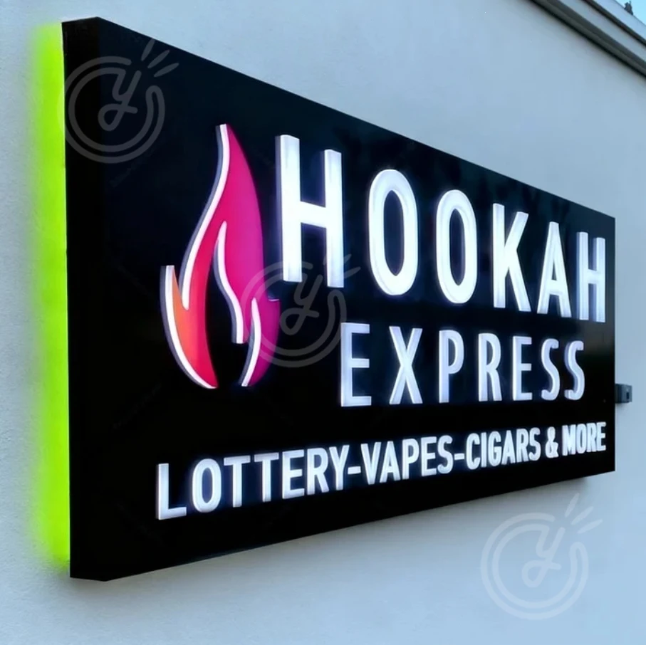 أضواء الثريا ثلاثية الأبعاد رسائل في علامة الأعمال العبرية مخصصة معدنية الخلفية لمكتب LED عيادة شعار مخبز الديكور في الهواء الطلق