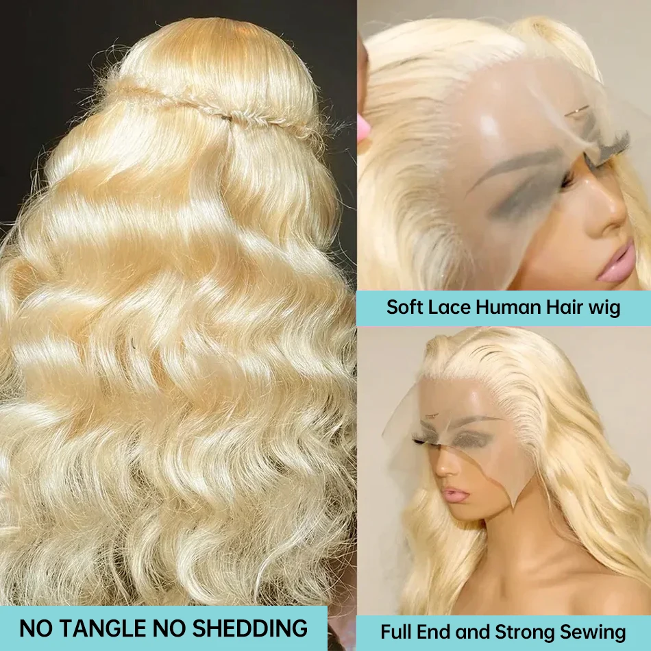 Perruque Lace Front Wig Body Wave brésilienne naturelle, blond miel HD 180, 13x6, 13x4, 613 de densité, 40 pouces, pour femmes