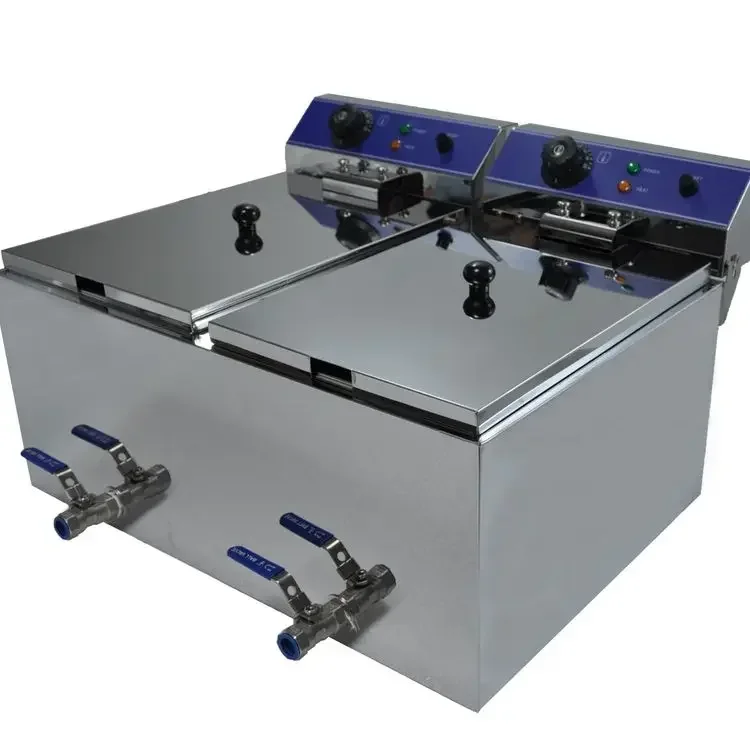 

220V Commercial Double-cylinder Electric Fryer, Thickened Stainless Steel Material for French Fries, Fried Chicken