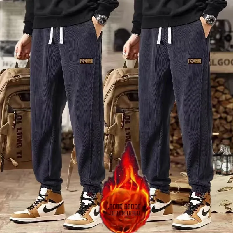 

Мужские рабочие брюки с утепленной флисовой подкладкой, повседневные спортивные штаны с манжетами, осенне-зимние износостойкие грязеотталкивающие брюки-карго