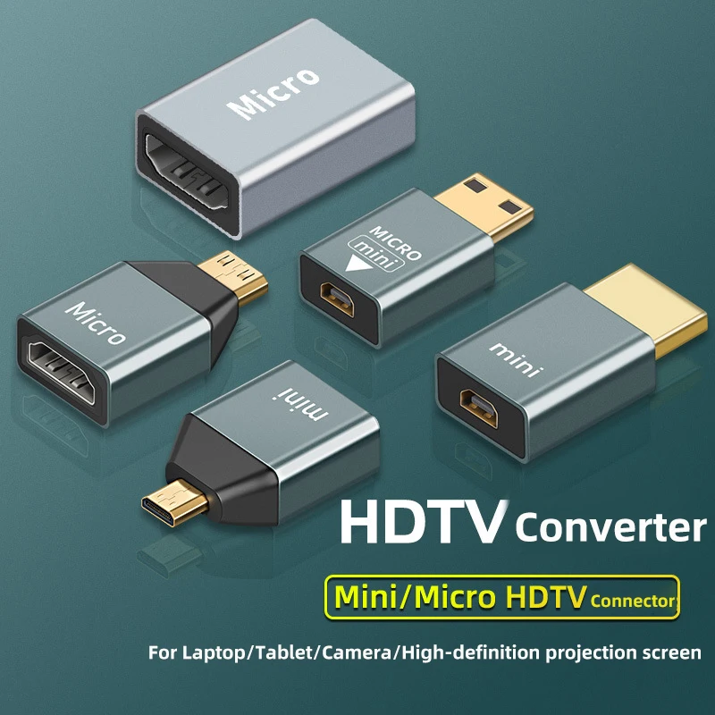 Micro HDMI-Compatiable Adapter 4K 60HZ Mini Micro HD to HDMI-Compatible Converter for Laptop Camera TV Monitor Projector Audio
