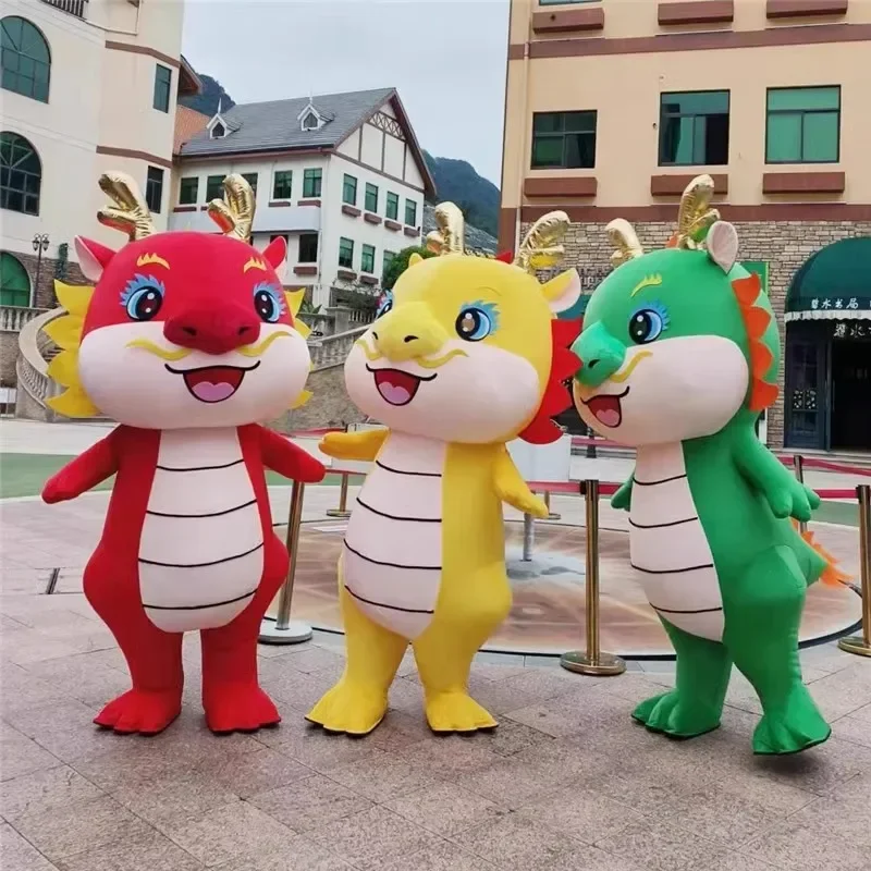 Inflatable Mascot of God of Wealth Clothes Cartoon Chinese Zodiac The Year of The Loong Will Perform Props Headgear