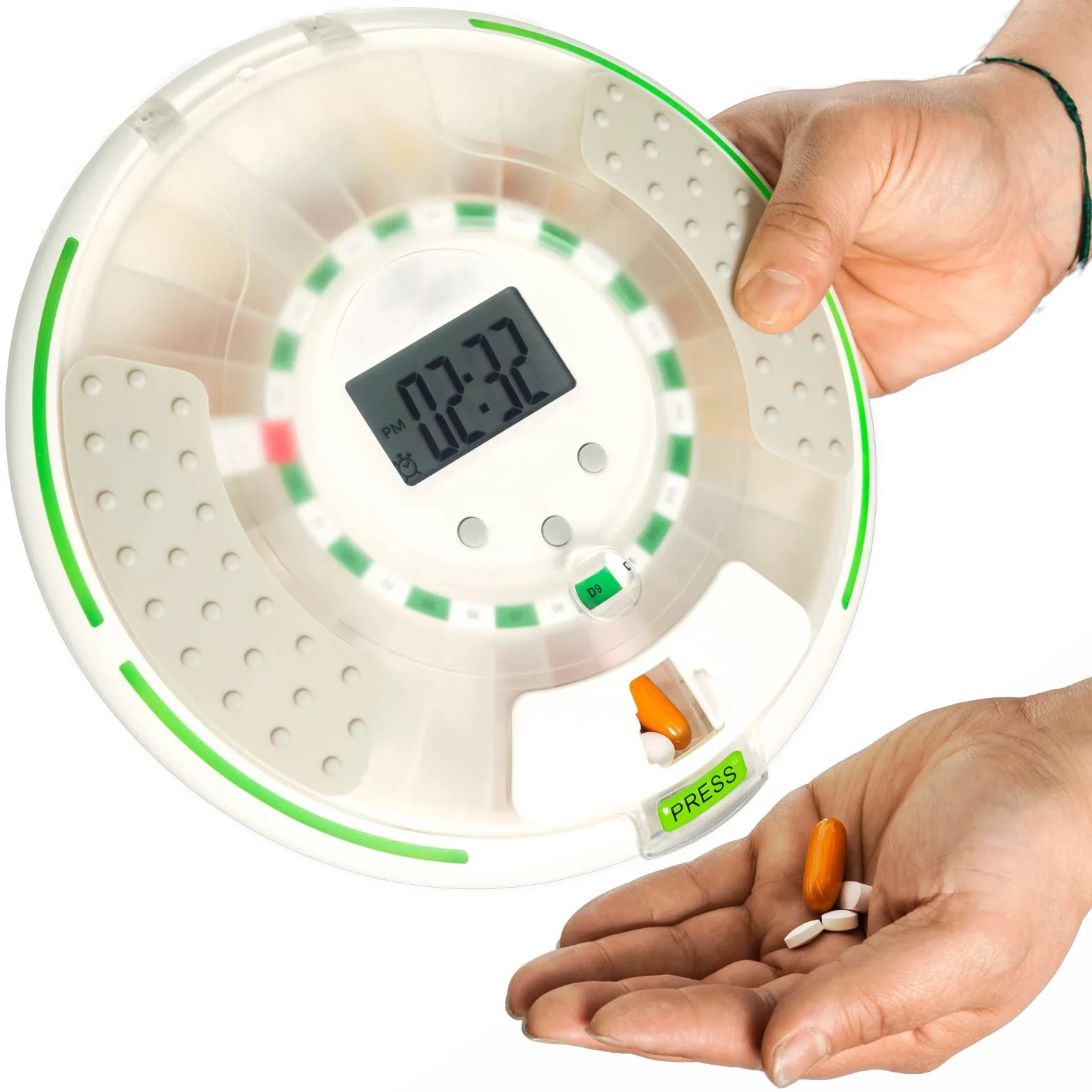 

Zoomcare M112 Stand Alone 28-Day Automatic ABS Pill Organizer Alarm Reminder 6 Dosage Templates Easy-Read Display Fujian