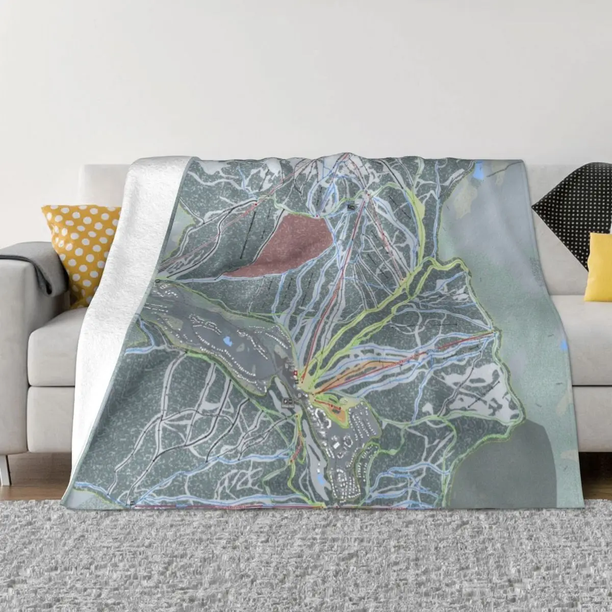 Sun Peaks Resort Trail Map Throw Blanket for sofa Thermals For Travel Bed linens Blankets