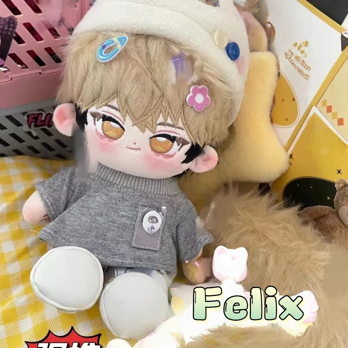 

Мягкая кукла-фигурка Феликс (Link Click) 20 см в стиле аниме, кавайная, с хлопковым телом и каркасом, для косплея, в мультяшном платье, игрушка для переодевания, подарок для фанатов