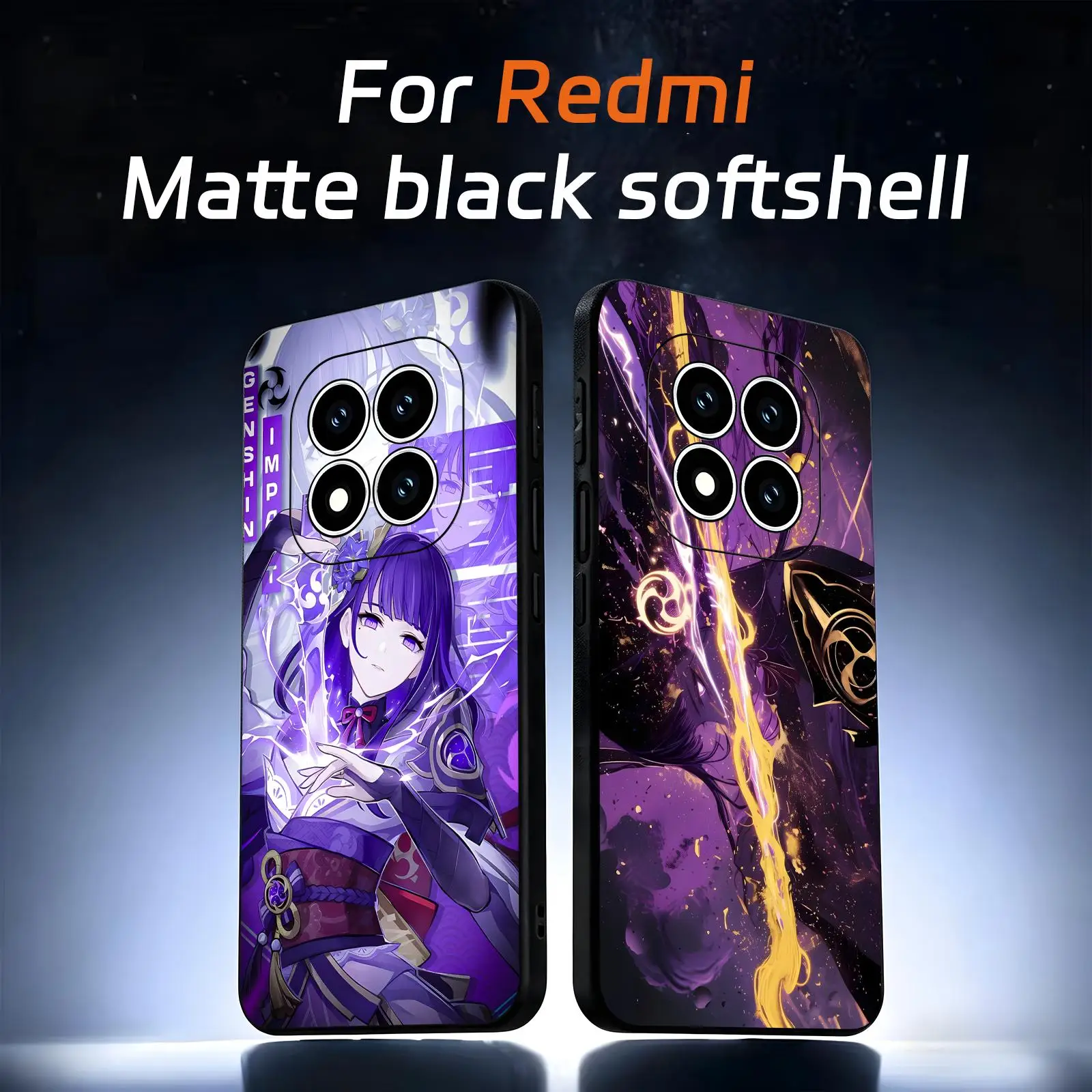

genshin impact Raiden Shogun Phone Case For Redmi Note15 14 13 12 11Pro Plus 5G 14C A3 Soft Black Phone Cover