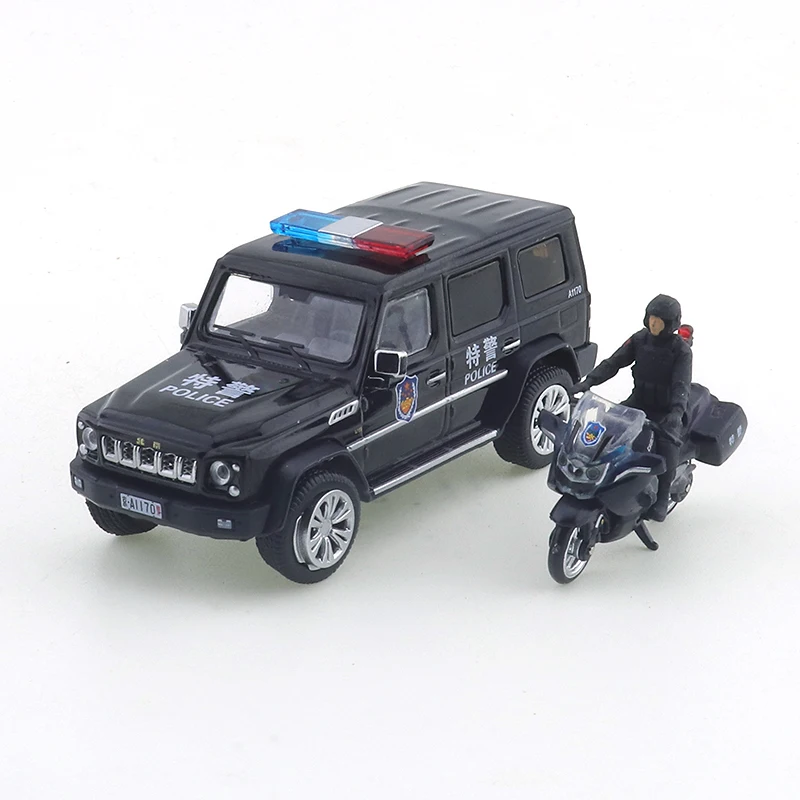 

XCarToys 1/64 Модель полицейского мотоцикла Beijing Jeep SWAT, имитационная модель из сплава, миниатюрная коллекционная модель автомобиля, украшение