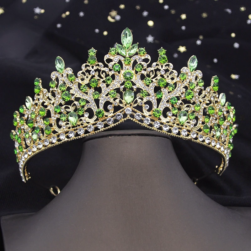 11Colors for U Gorgeous Baroque Green TiaraS Crown for Bridal Wedding Headwear Prom Diadem Hair Jewelry Girls Birthday Gift