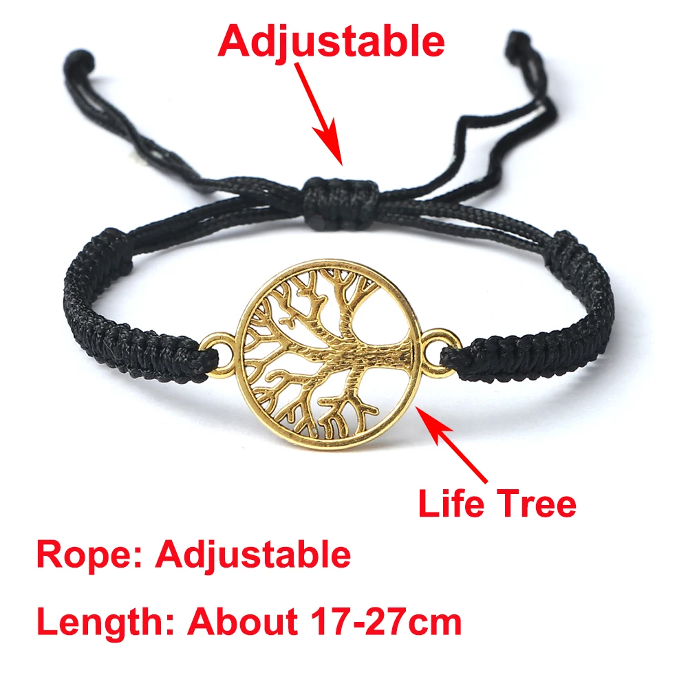 Lucky Life Tree Bracelet Fashion Charm Red Black Line Knotted Handmade Adjustable Bracelets&Bangles Men Women Yoga Jewelry Gifts