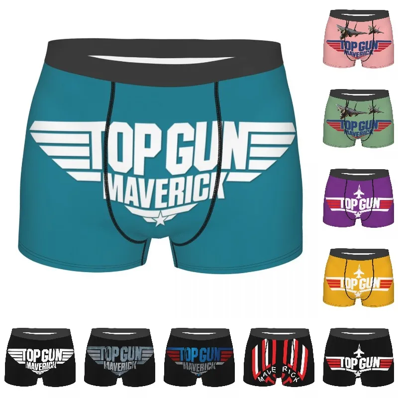 Custom Cool Top Gun Maverick Boxer Shorts Panties Male Underpants Breathbale Tom Cruise Movie Briefs Underwear