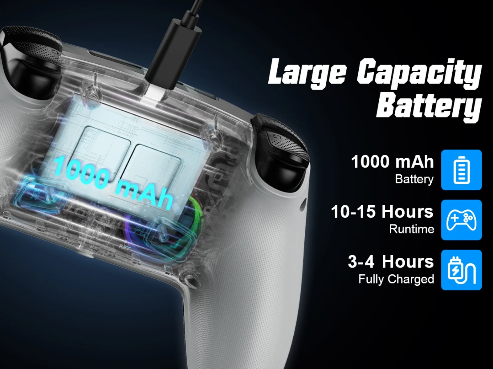 Controller für PS5/PlayStation 5 Pro/Slim/PC, kabellose Gamepads, RGB-Hall-Effekt, kein Drift, Spiel-Joystick mit Dual-Vibration, Marco/Turbo-Funktion – Detail 32