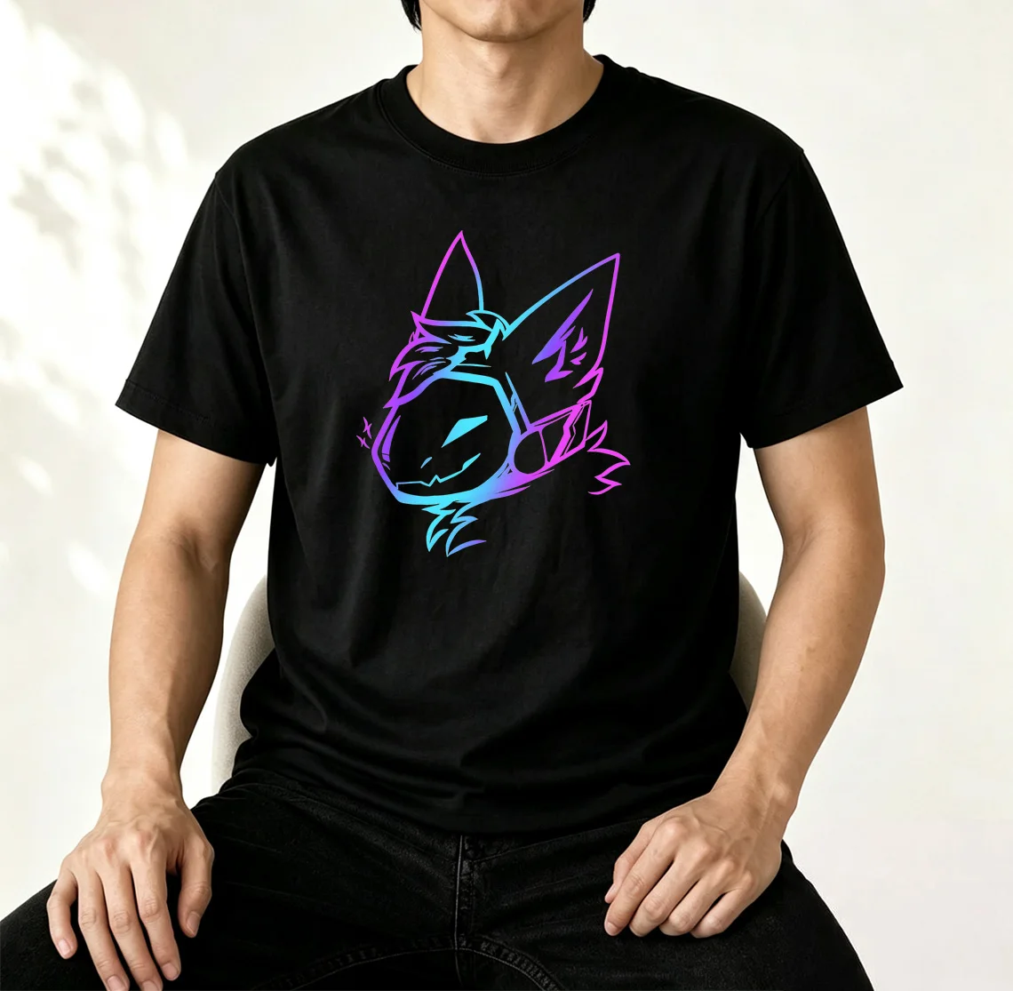 Groovy Protogen Bust Lineart Anime Graphic Unisex T-Shirt Streetwear Y2K Furry Cosplay Aesthetic Cyber Kawaii Gamer Apparel Tee