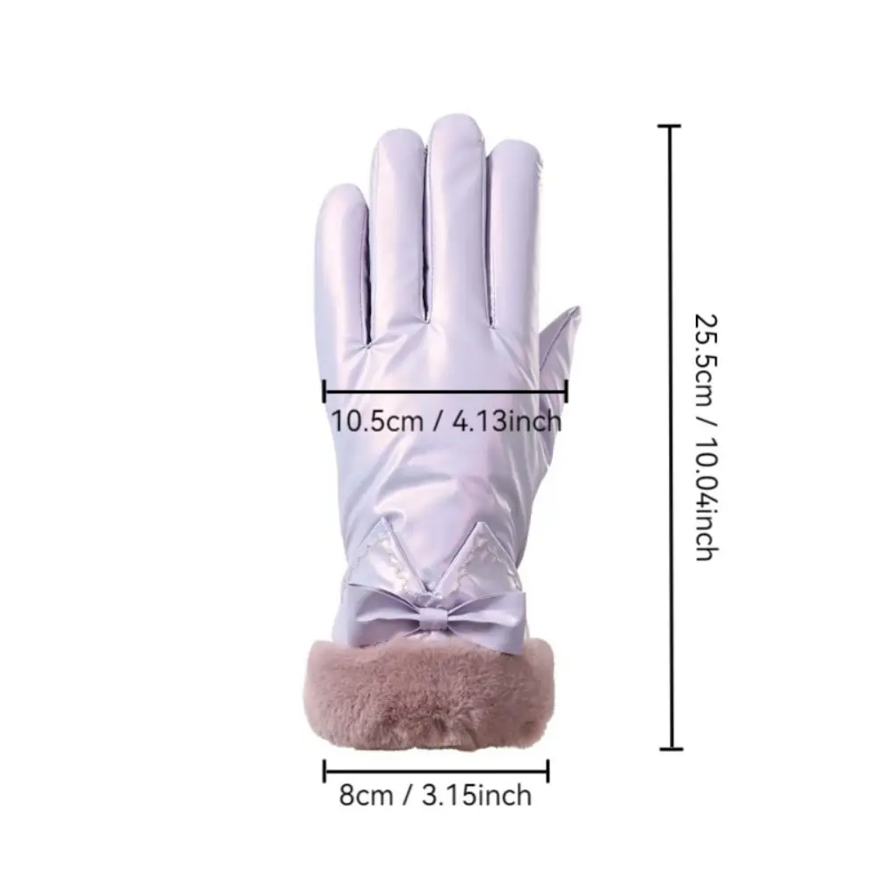 Fashion Plush Women's Bowknot Gloves Keep Warm Touch Screen Warm Gloves Thicken Shiny Ski Mittens Cycling image 6