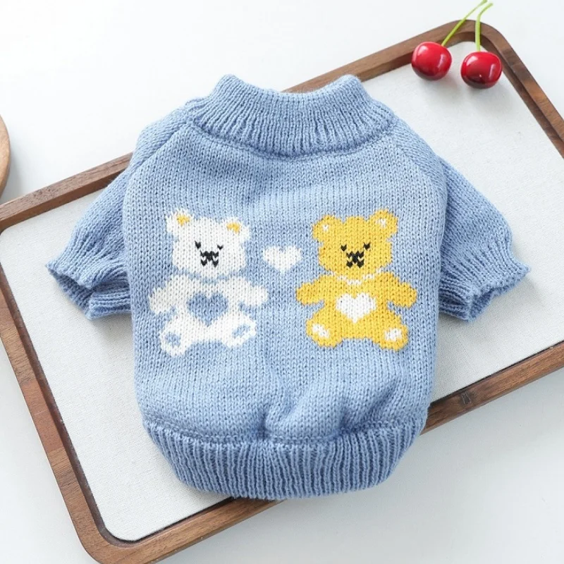 Hundepullover mit Bärenmuster, warme, weiche Hundekleidung, modischer Rollkragenpullover für Welpen, gemütlicher Strickpullover für Haustiere, süßer Katzenpullover, Bekleidung für Bichon. – Detail 23