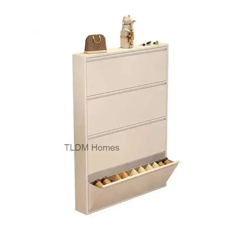 

Modern Narrow Shoe Rack Home Aesthetic Living Room Furniture Tilted Vertical Wooden Storage Hallway Shoe Cabinets k