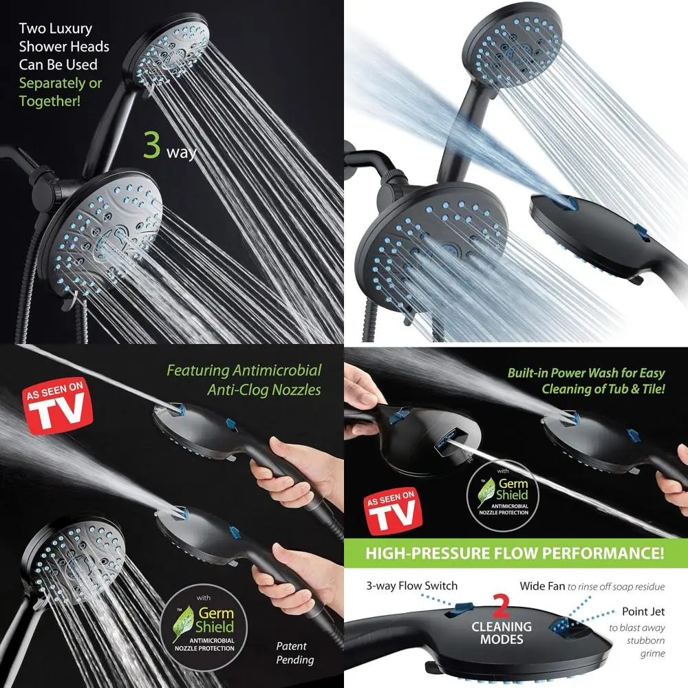 

Pure 50-e Rain & Handheld 3-Way Shower Combo - Anti-clog Nozzles, Tub, Tile & Pet Wash, Extra Long Stainless Steel Hose, ORB Bro