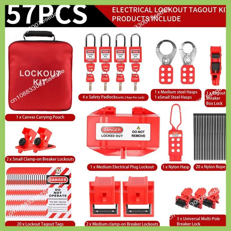 

Y19A Lock Out Tag Out Kits Electrical,57 Lockout Tagout Kit With Breaker Hasps Tag Padlock Plug Lockout For OSHA-Loto Kit
