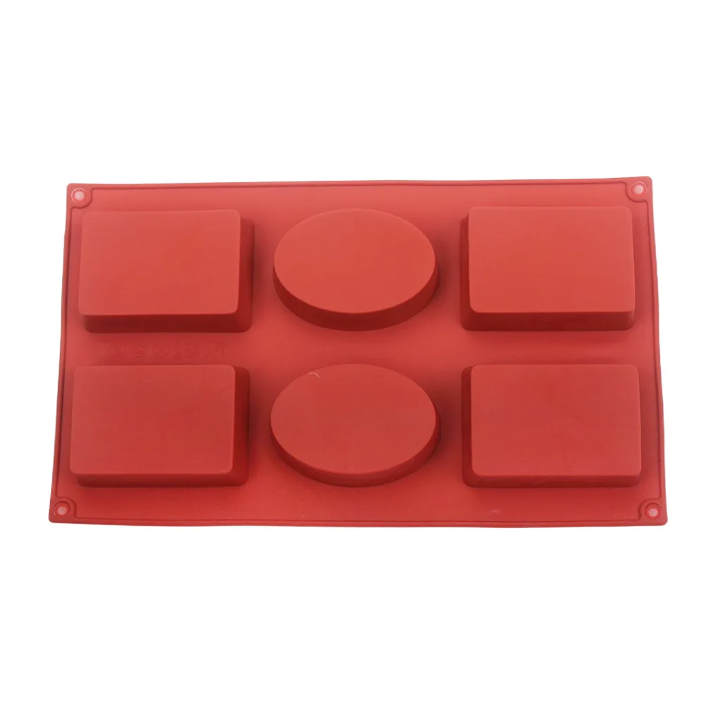 Silicone Rectangle Oval Combo Cake Mold 6 Holes Handmade Soap Pudding Chocolate Dessert Mold Geometric Decoration Baking Tools