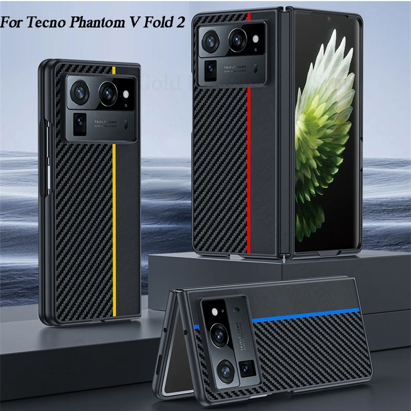 

For Tecno Phantom V Fold 2 Kevlar Pattern Spliced Leather Shockproof Flip Case For Tecno Phantom V Fold2 Fiber Protection Cover