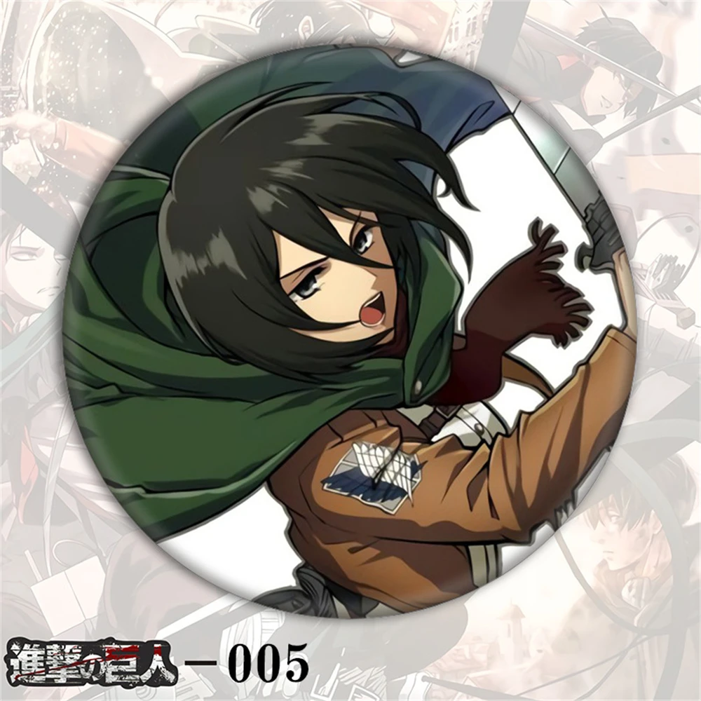 58 مللي متر أنيمي هجوم على تيتان إرين جايجر غريشا جايجر تأثيري حلي شارة دبوس SPTE صفيح بروش ﻿   الدعامة جيلف