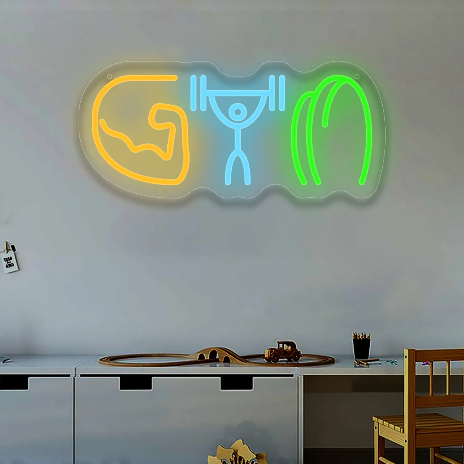 GYM Neon Sign Muscle LED Neon Light for Bedroom Gym Fitness Room Game Room Sport Competition Wall Decor Dimmable Gift for Friend