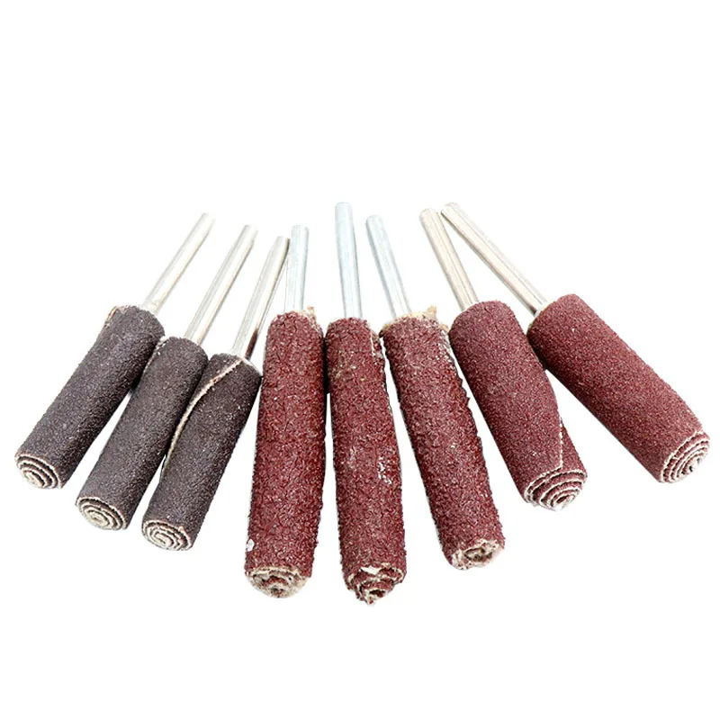 2pcs Dia 6/8/10mm Abrasive Sandpaper Grinding Head Sanding 120 Grit Cylindrical Sleeve Sandpaper Roll Wheel With 1/8inch Shank