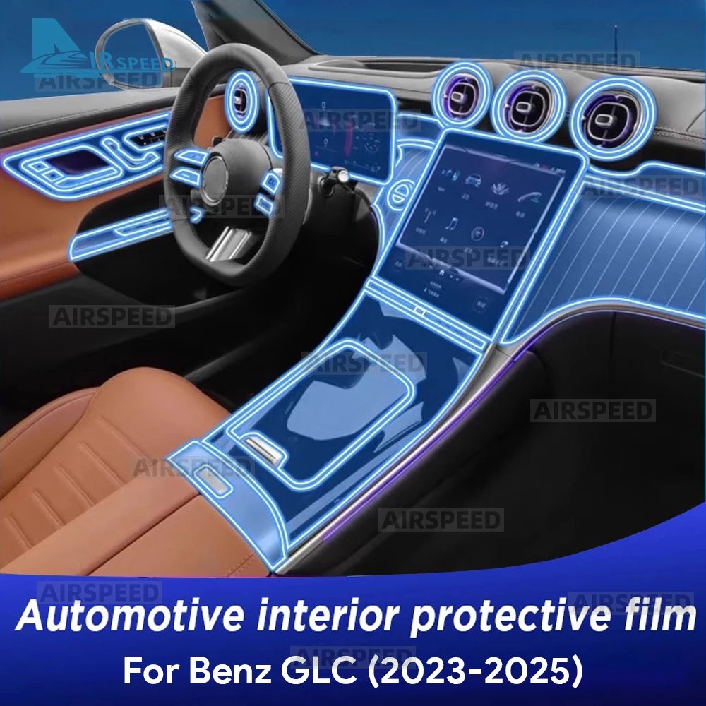 Película Protetora de TPU para Mercedes-Benz GLC Classe X254 2023 2024 2025 Adesivo Interno Automotivo para Painel e Console Central