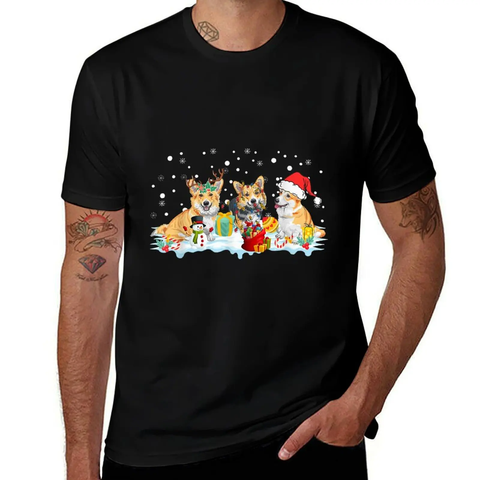 Santa Corgi dog gorgeous reindeer Christmas Lover gift T-Shirt vintage graphic tee Short sleeve tee men t shirts high quality