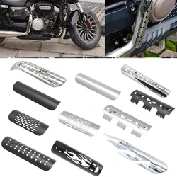 Black/Silver / Motorcycle Curved Exhaust Muffler Pipe Heat Shield Cover Guard Protector Universal for Honda Harley