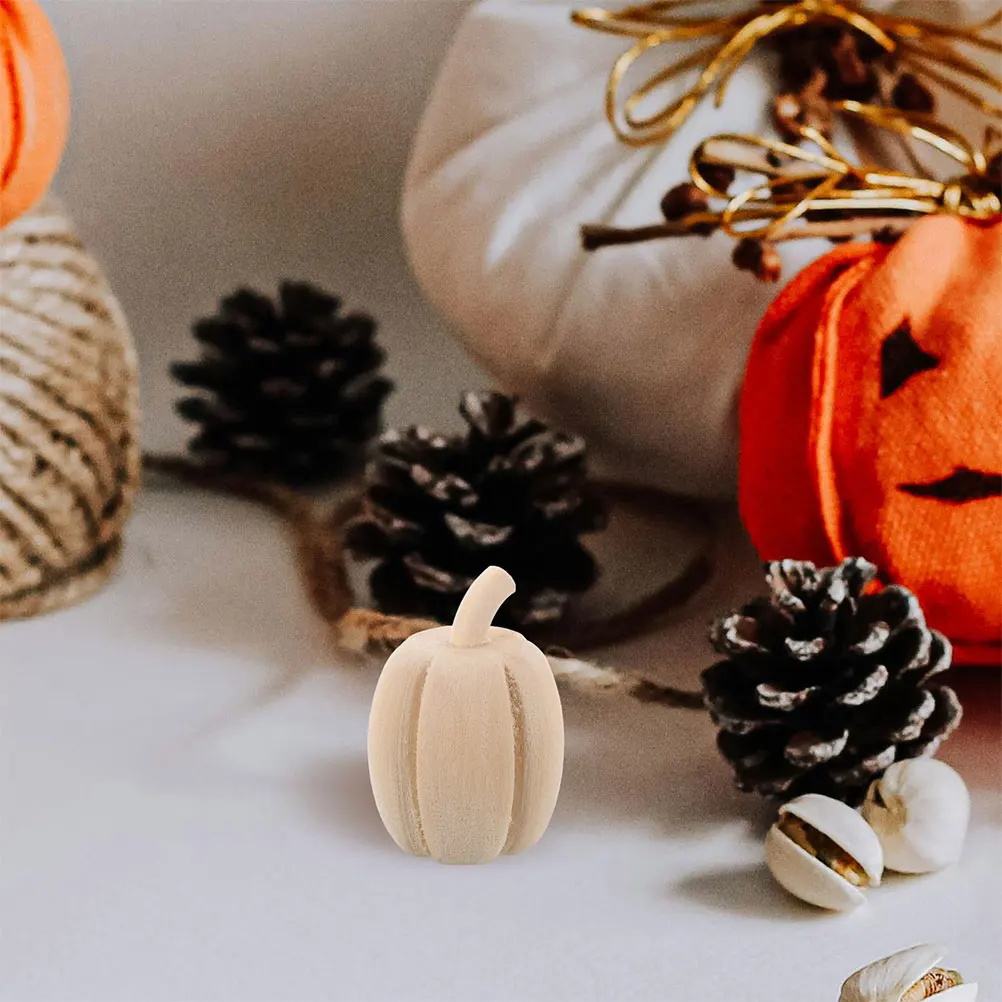 

2pcs Handcrafted Wooden Pumpkin Statues Fall Decor Mini Wood Pumpkins for Crafts Cute Halloween Home Office Kitchen Decoration
