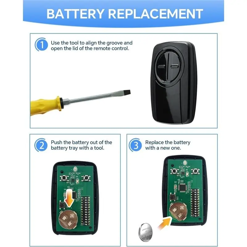 For 380UT Chamberlain Klik5u-Bk2 Klik3u-Bk Garage Door Opener Remote Clicker Dip Switch For Lift Master Genie