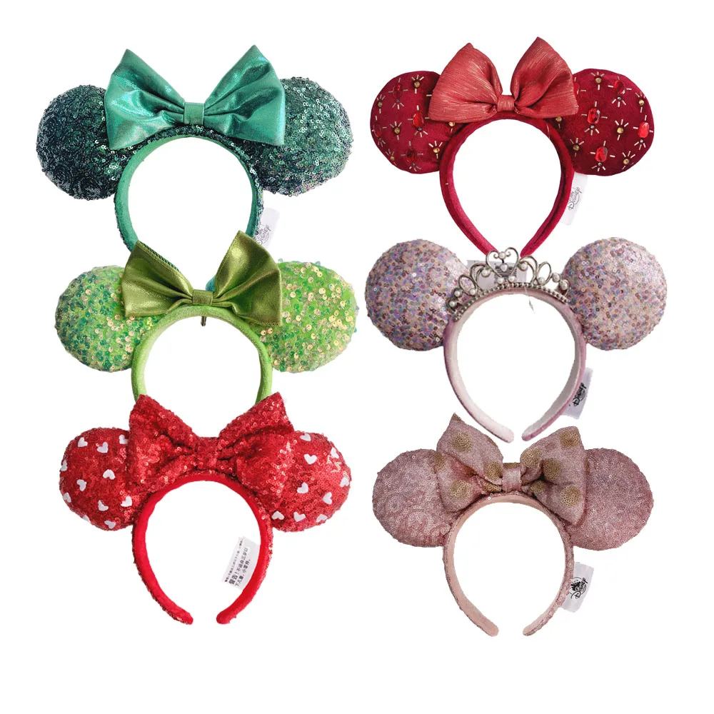 Disney MickeyMinnie Ear Headband Mermaid princess Holiday Party Headband EARS COSTUME Cosplay Plush Adult/Kids Christmas Gift