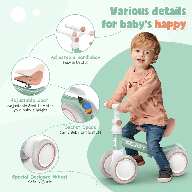 Sejoy Baby Balance Bike for 12-36 Months Boys Girls Toddler Balance Bike Infant First Walking Bike Toddler Training Bike