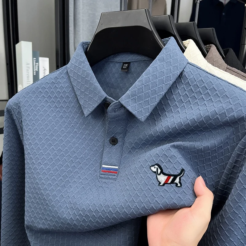 Luxury Men's New High Quality Long Sleeves Polo Shirt Lapel Embroidery Jacquard Brant T-Shirt Business Fashion Leisure Mens Wear