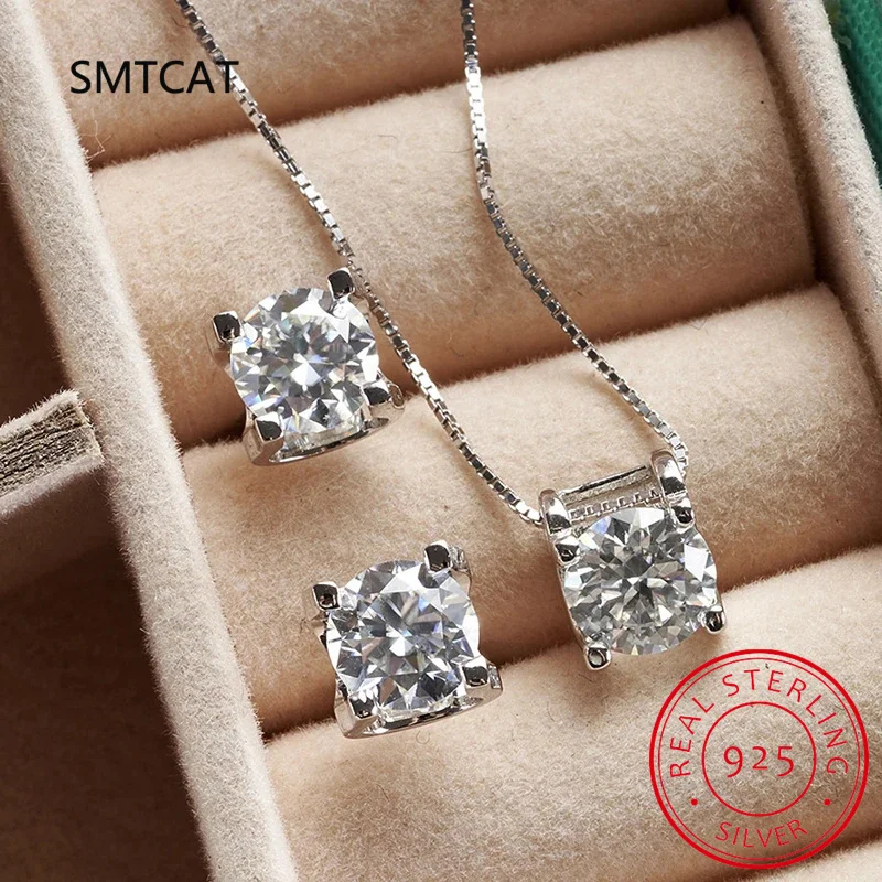 3ct D Clolor Real Moissanite Jewelry Sets Women\'s Sterling Silver 925 Earrings Necklace For Women Bridal Set Gifts