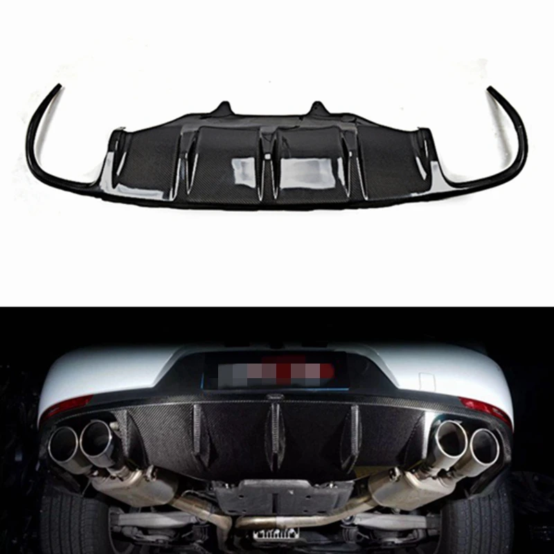 For Porsche Macan Carbon Fiber Rear Lip Spoiler Diffuser With LED Light Bumper 2014 2015 2016 2017 2018