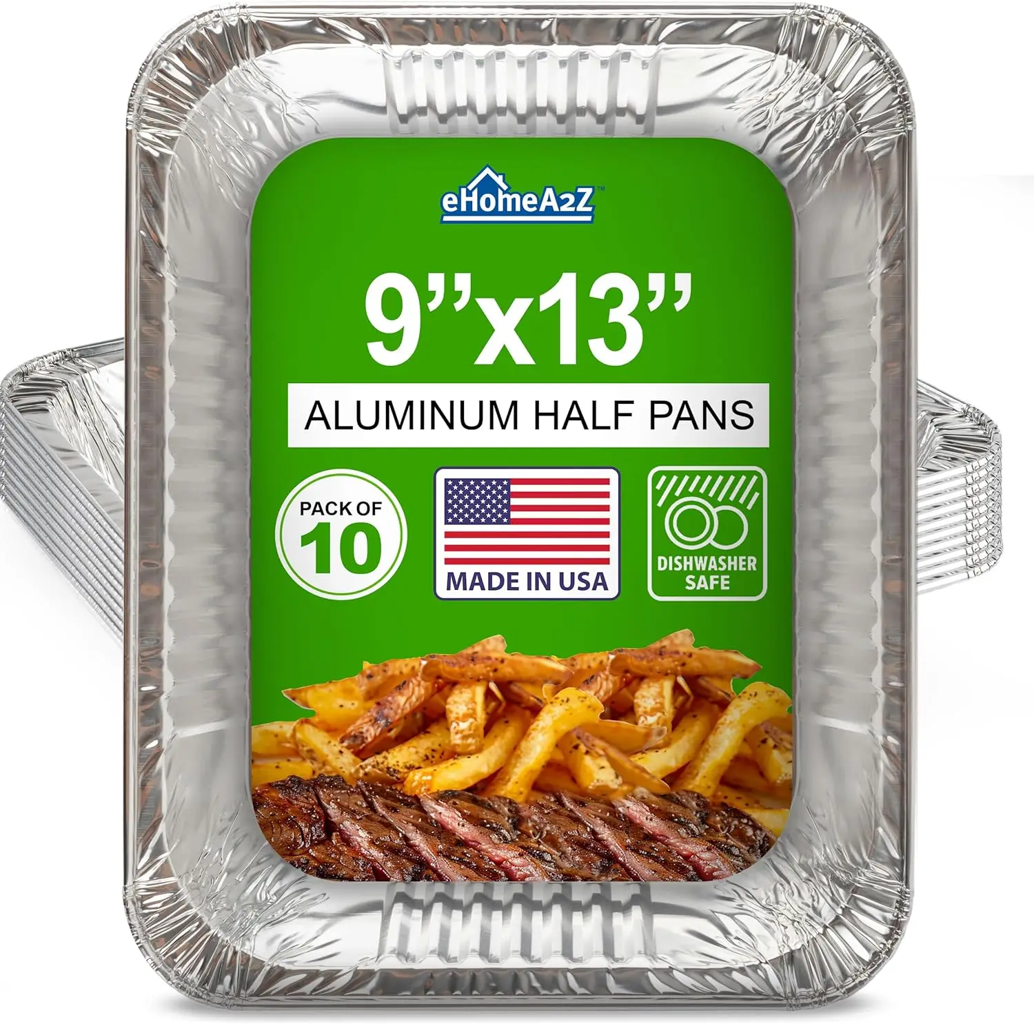 

Aluminum Pans Disposable Half Size 10 Pack 9x13 Heavy Duty Foil Pans Durable Recyclable Eco-Friendly for BBQ Parties Catering