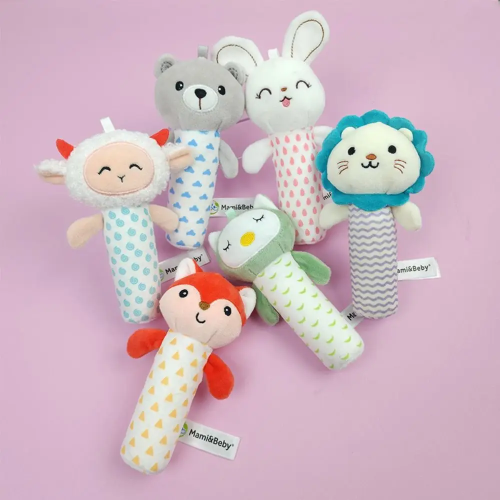 Cartoon Animals Soft Stuffed Animal Rattle Squeaky Sound Crinkle Sound Plush Rattles Bell Plush Dolls Educational Toys