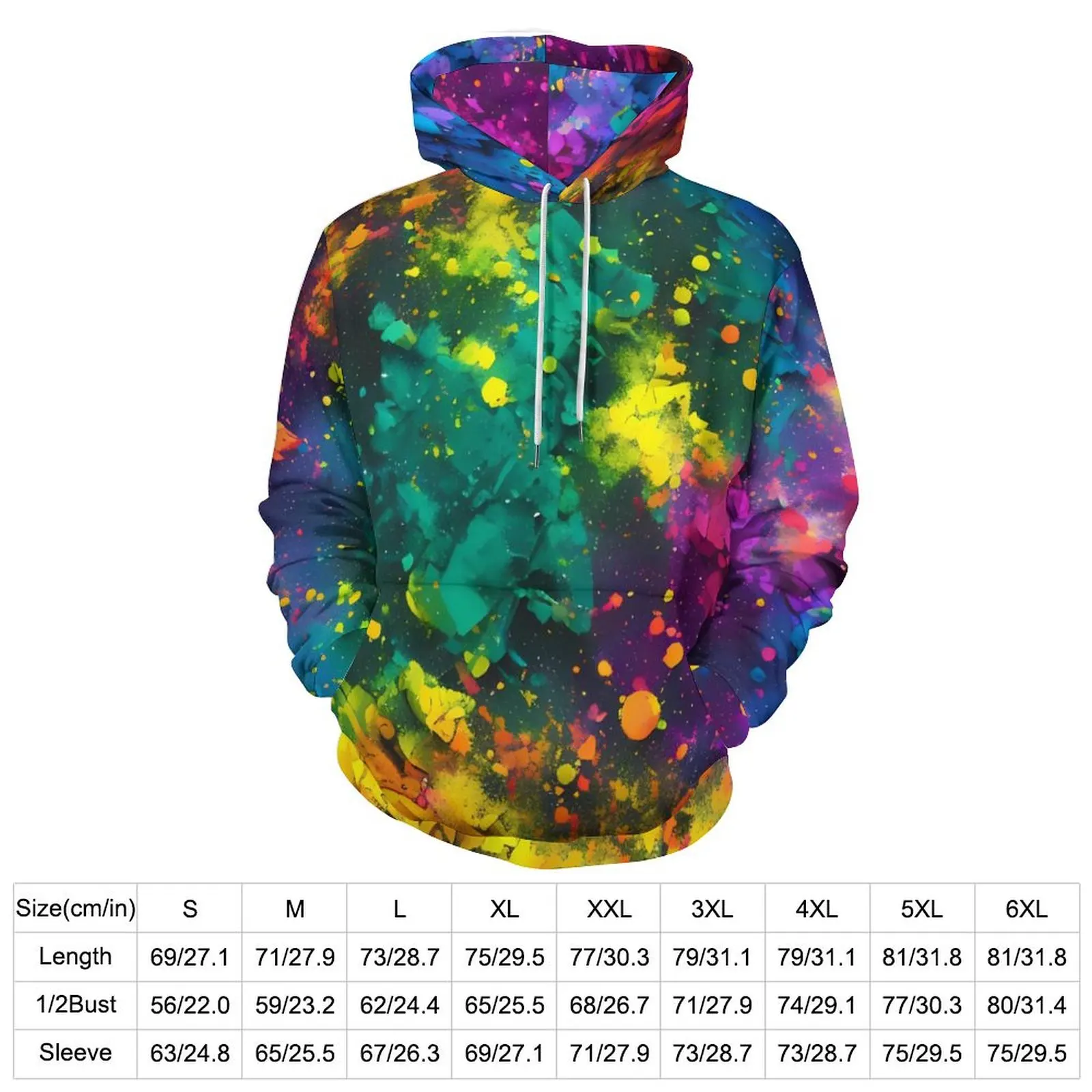 Abstract Splatter Casual Hoodies Long Sleeve Galaxy Art Print Modern Hoodie Autumn Loose Design Oversized Tops