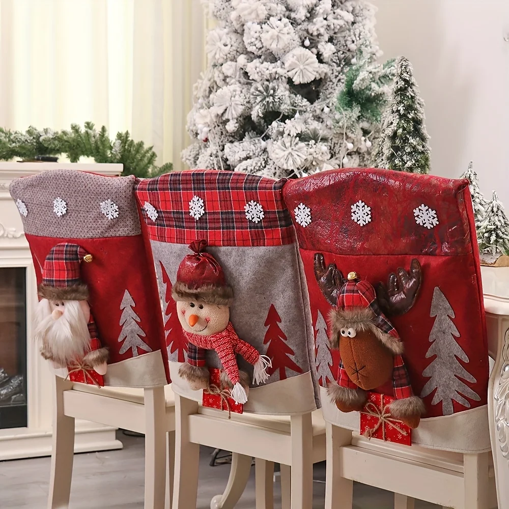 Festive Christmas Chair Covers: Adorable Gnome and Moose Designs for Your Dining Room