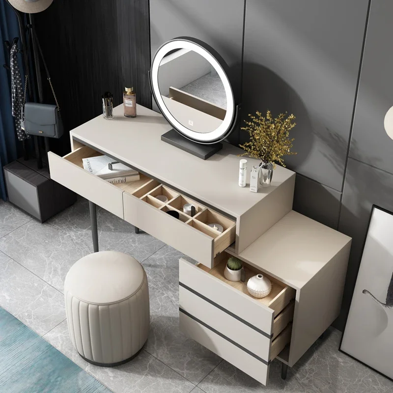 Luxury Dresser with dressing stool/ Touch Switch Led Mirror Vanity Dresser Nordic style/Dressing table with Storage Cabinet