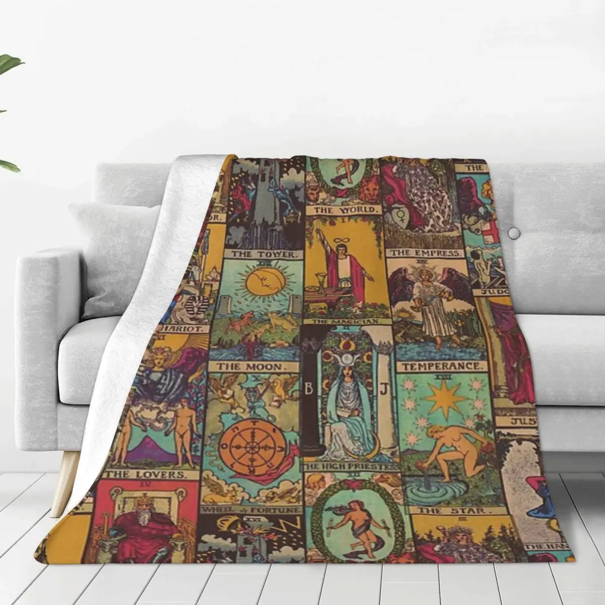 

The Major Arcana Of Tarot Vintage Patchwork blankets Warm Flange blankets Soft and comfortable blanket picnic blanket birthday