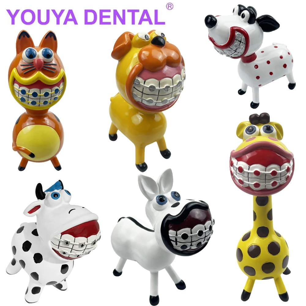 Creative Dental Artcrafts Orthodontic Animals Sculpture Toy Dentistry Clinic Desktop Ornaments Teeth Figurines Office Decoration