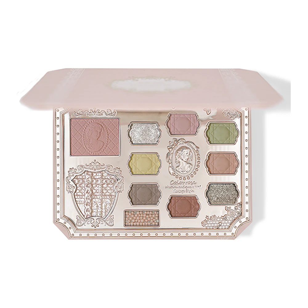 Ballet Inspired Eyeshadow Palette with Highlighter and Blush All-in-One Makeup Set Long Lasting Shaping Face Eyes with Mirror