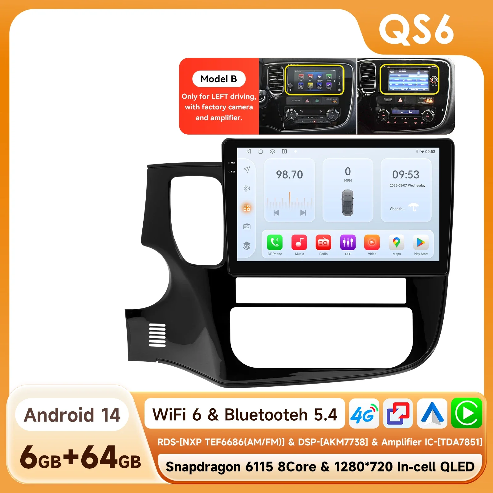 Carplay 4G-LTE 9 "10.33'' Autoradio Android voor Mitsubishi Outlander 3 GF0W GG0W Xl Multimedia Speler Nav GPS 2 Din Stereo DSP