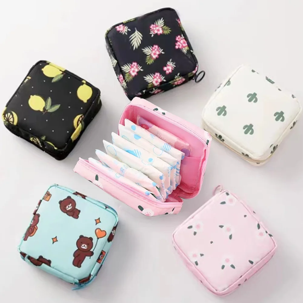 

Women Tampon Storage Bag Sanitary Napkins Bag Mini Cosmetic Bags Ladies Makeup Pouch Travel Tampon Organizer Sanitary Pad Pouch