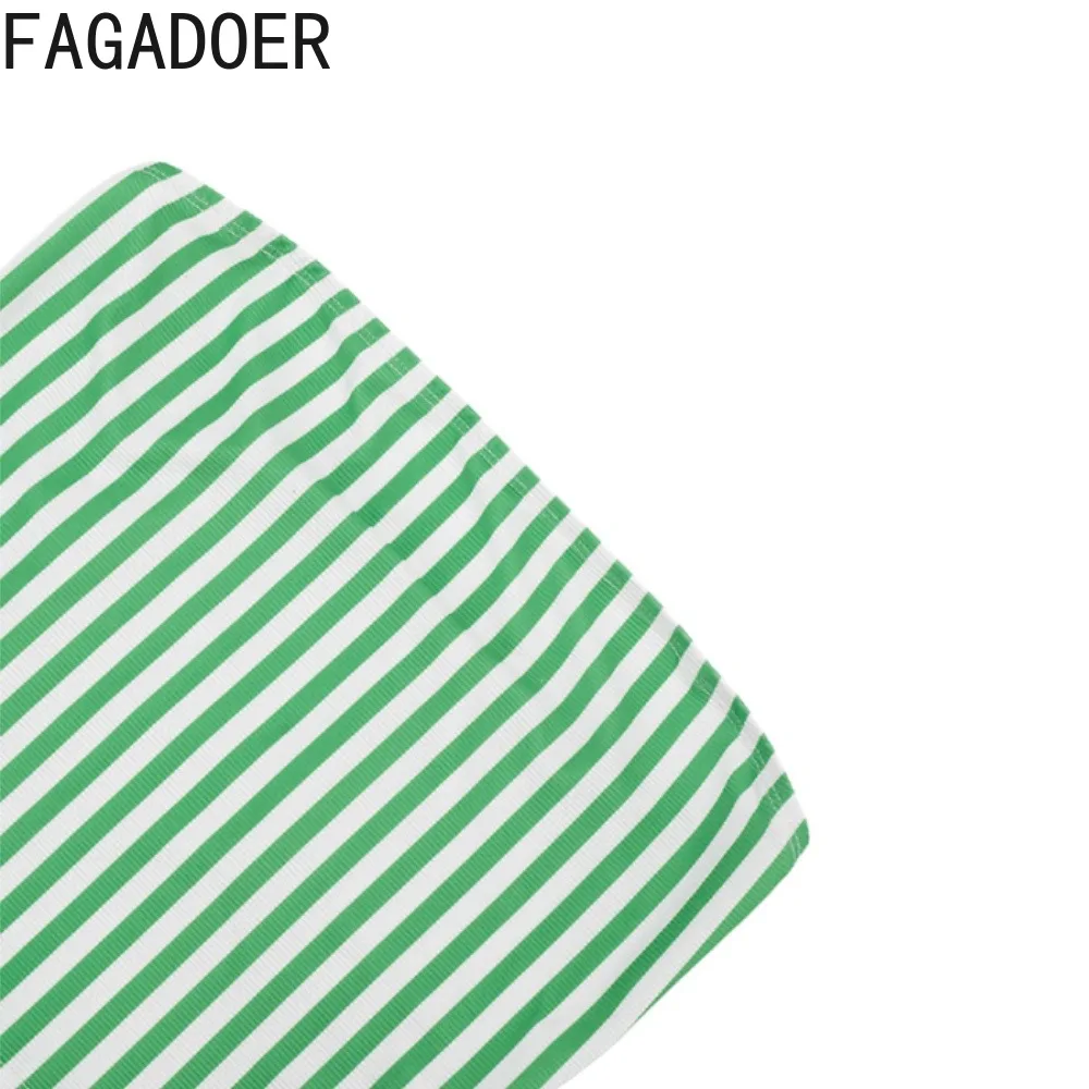FAGADOER Summer Casual 2 Piece Sets Fashion Striped Patchwork Crop Top + Bodycon Capri Pants Suits Streetwear Party Club Outfits view 6