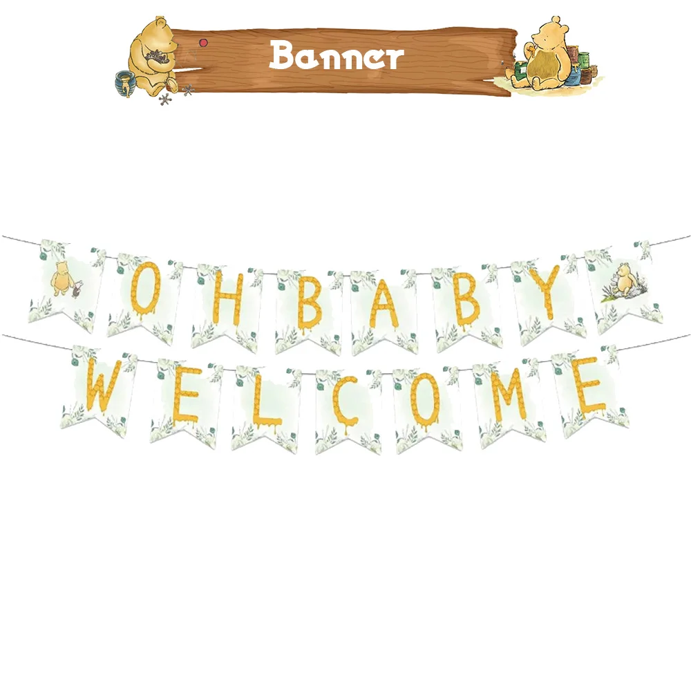 Winnie Puuh Geburtstagsdekoration Puuh-Bär Teller Tischdecken Servietten Banner Becher Kindergeburtstag Geschenke Babyparty