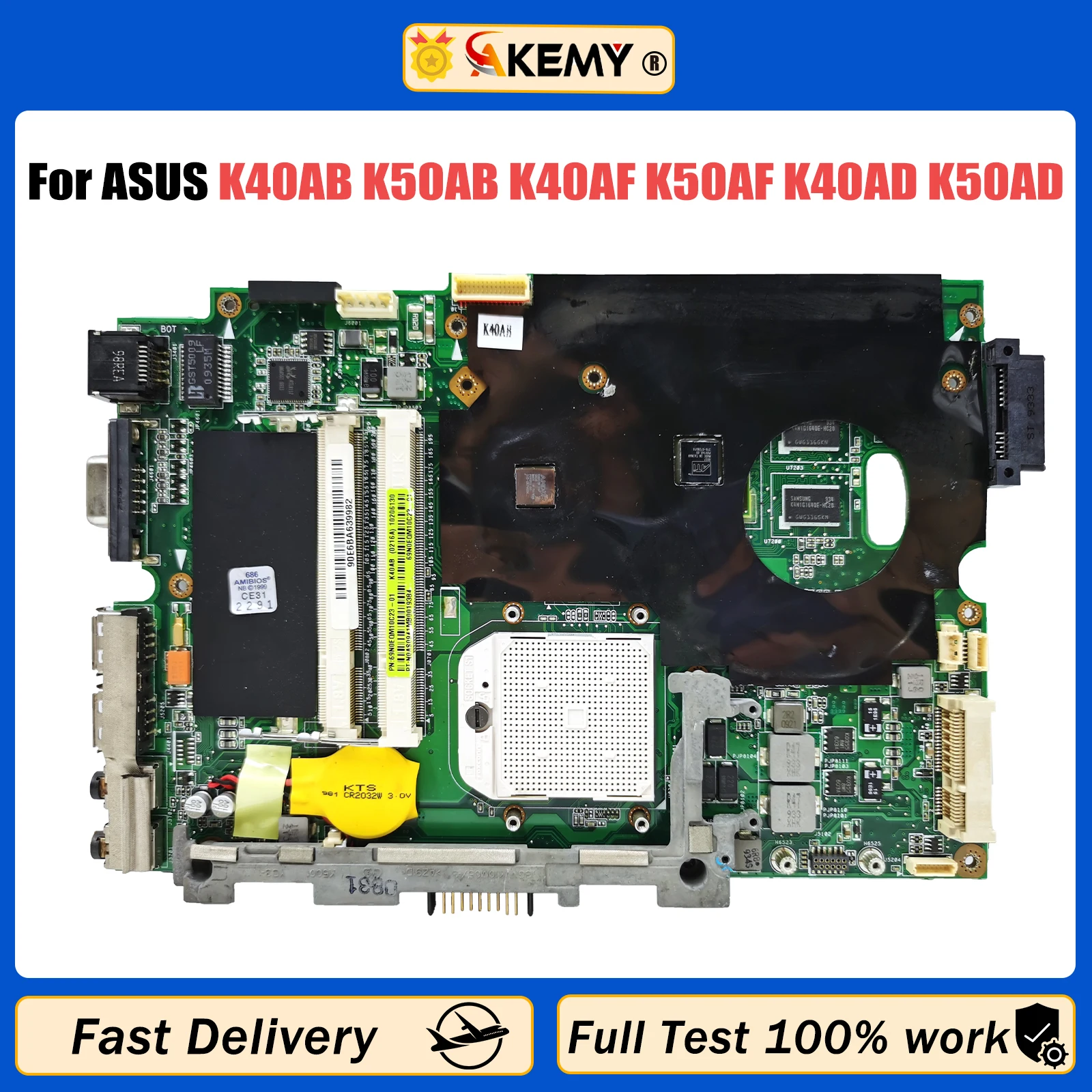 

AKEMY Notebook Mainboard For ASUS K40AB K50AB K40AF K50AF K40AD K50AD K40A K50A Laptop Motherboard 100% Fully Tested