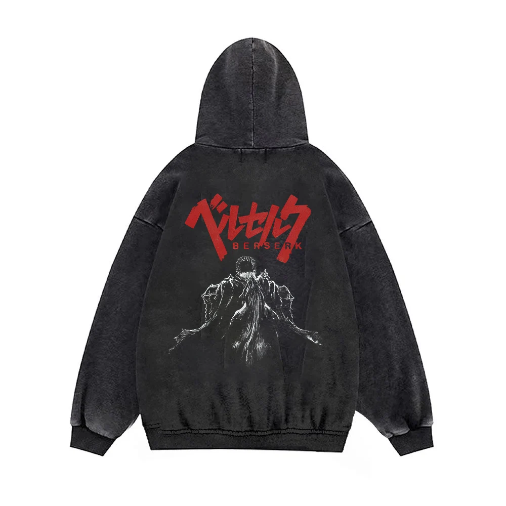 Berserk Anime Bluzy 100_Bawełna Mężczyźni Kobiety Gothic Manga Bluzy z kapturem Bluzy codzienne Vintage Streetwear Odzież męska